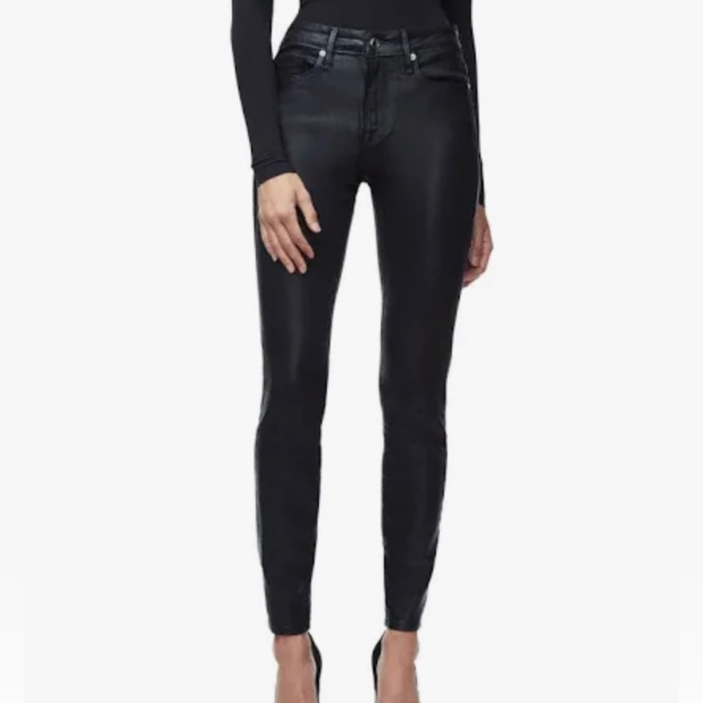 Good American Good Legs Coated Denim High Waist Skinny Jean Black014 size 2/26